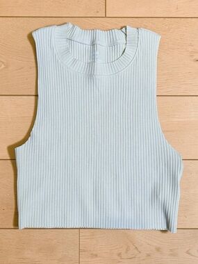 aerie Medium Ribbed Crewneck Tank Top - Cream
